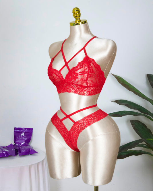 Lace Strappy Bra & Panty Set