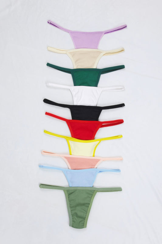 Cotton Ribbed Thong Panty (Pack of 10)