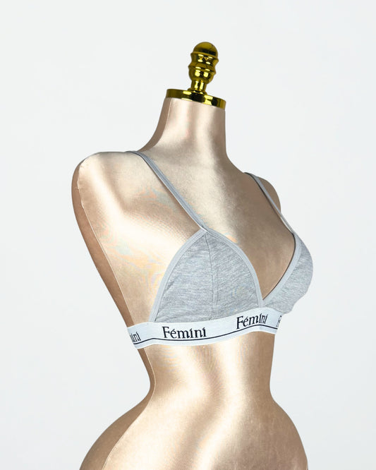 برا مثلثة بدون بطانة قطن 100% لون رمادي من Fémini