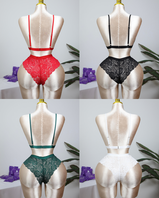 Lace Bralette and Shortie Set (Pack of 4)