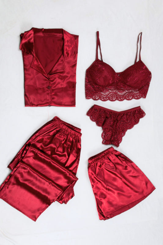 Satin Lace 5-Piece Set