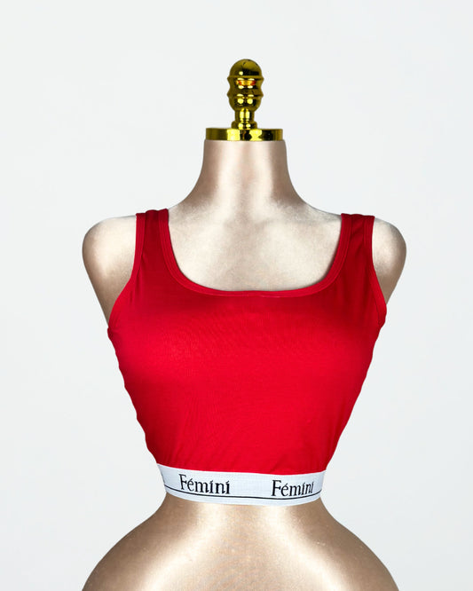 برا رياضية مبطنة قطن 100% لون أحمر من Fémini