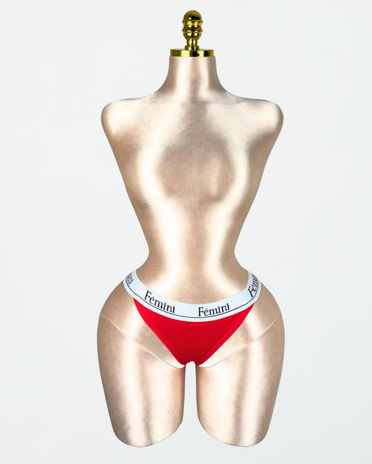 بانتي ثونج بدون جوانب قطن 100% لون أحمر من Fémini