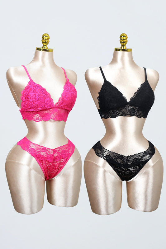 Lace Bralette and Panty Set (Pack of 2)