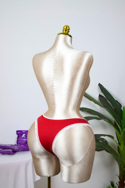 Cotton Lace-Trim Thong Panty