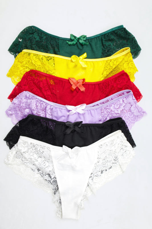 Cotton Lace Brazilian Panty (Pack of 6)