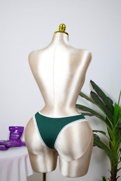 Cotton Lace-Trim Thong Panty