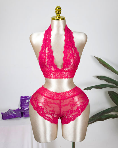 Backless Lace Bra & shortie Set