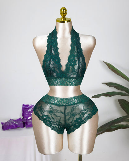 Backless Lace Bra & shortie Set