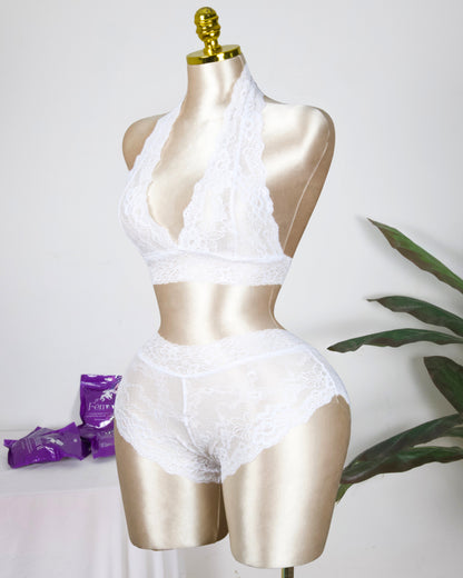 Backless Lace Bra & shortie Set