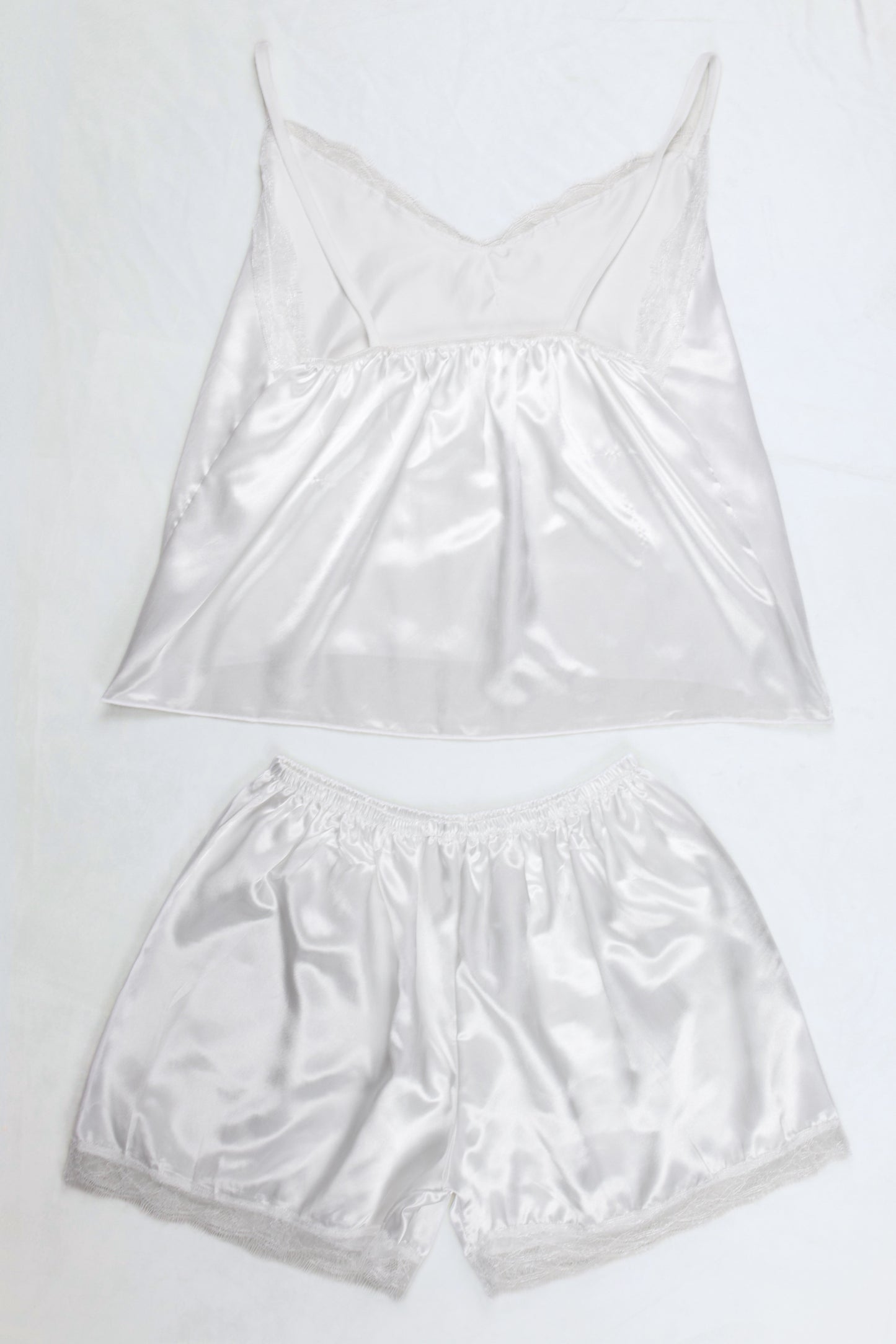 Lace-Trim Satin Set