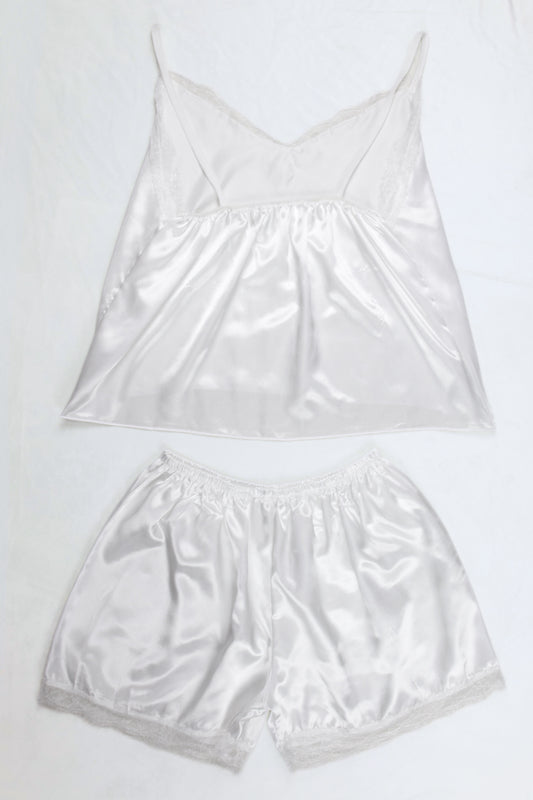 Lace-Trim Satin Set