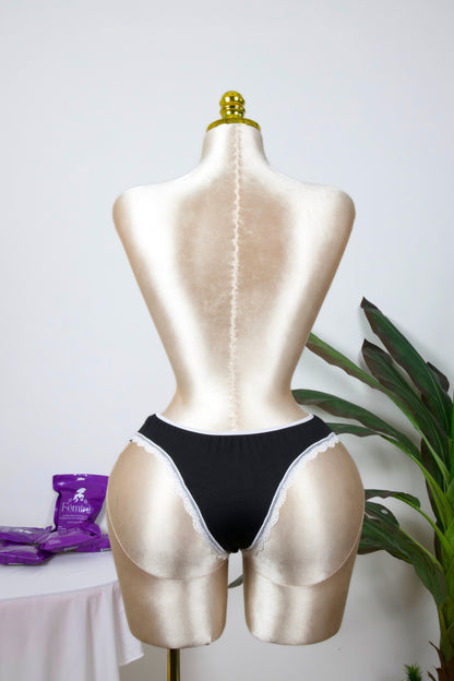 Cotton Lace-Trim Thong Panty