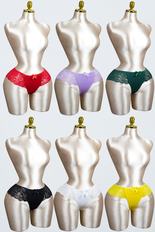 Cotton Lace Brazilian Panty (Pack of 6)