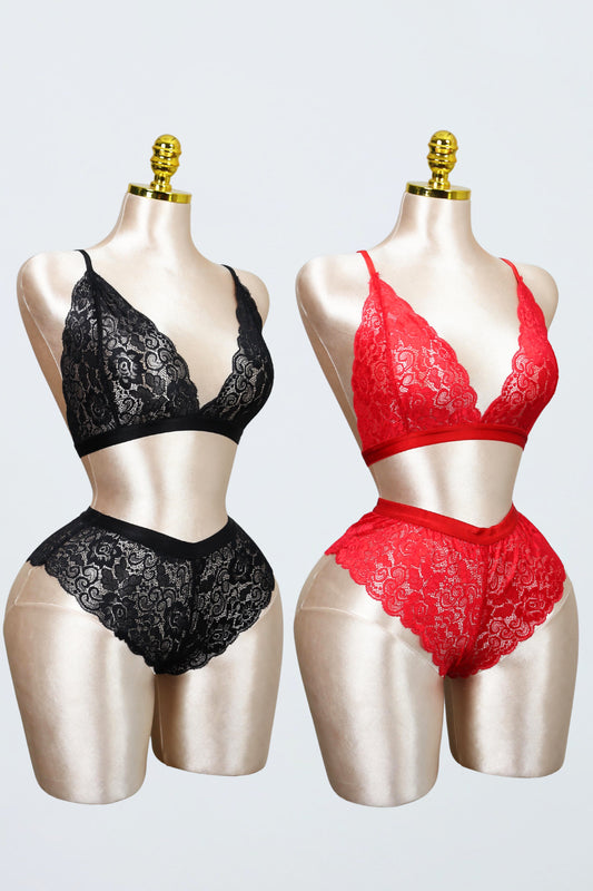 Lace Bralette and Shortie Set (Pack of 2)