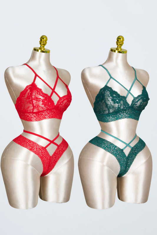 Lace Strappy Bra & Panty Set (Pack of 2)